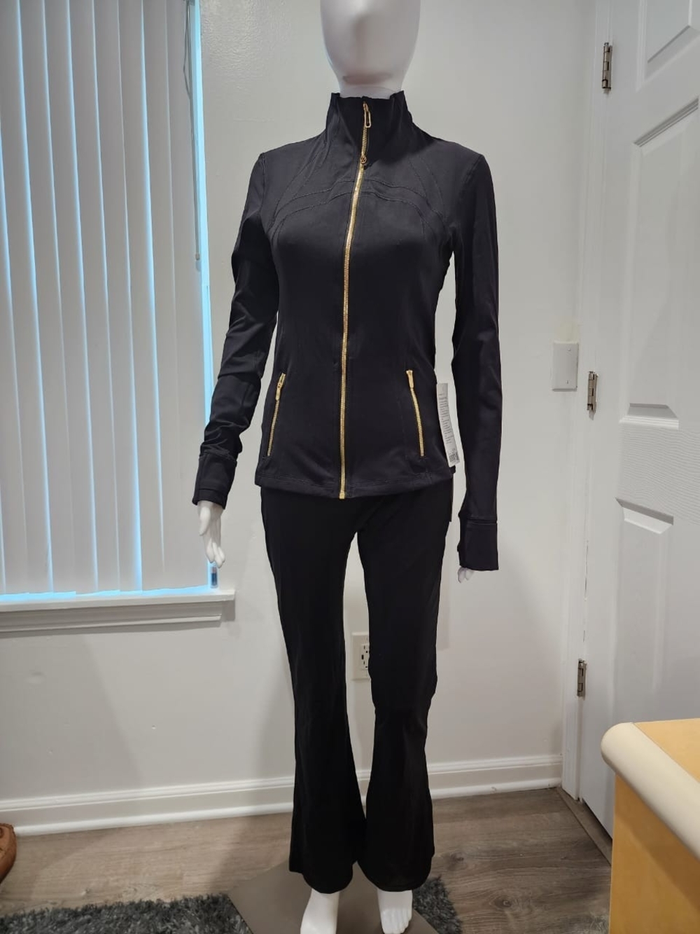 Women's Black Athletic Zip Jacket and Pants Set